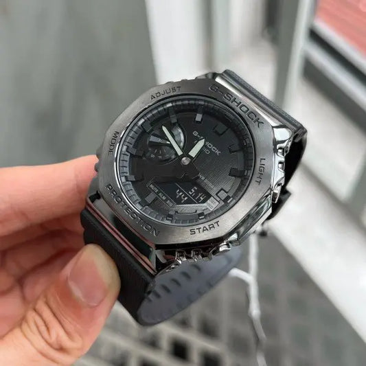 G-shock Gm 2100 Stainless Steel Black Dial Black Strap Watch