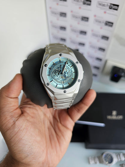 Hublot Stainless steel Diamond cut skeleton watch