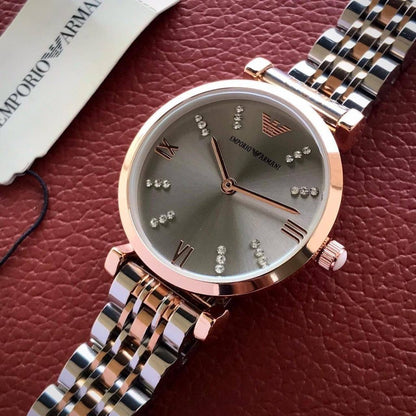 Armani Dualtone Grey Dial Ladies Watch