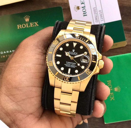 Rolex Submariner Gold black dial stainless steel Watch