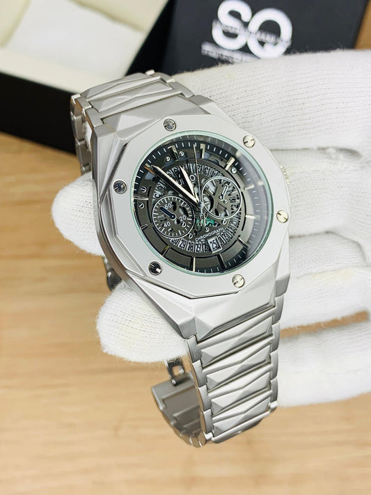 Hublot Stainless steel Diamond cut skeleton watch
