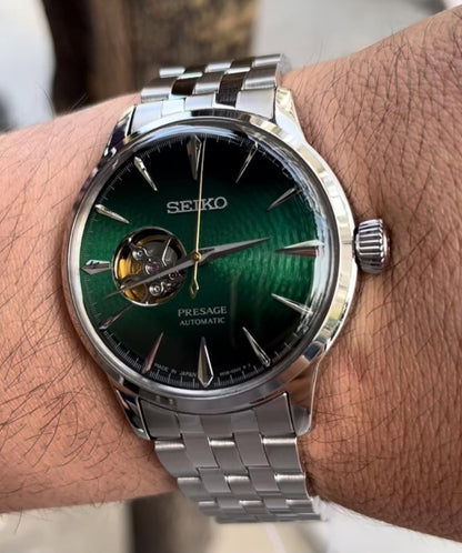 Seiko Presage Stainless steel Green Dial open heart watch