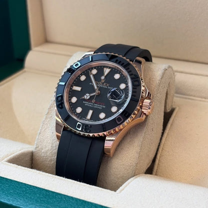 Rolex Yacht master Silicon band Rosegold black Virat kholi watch