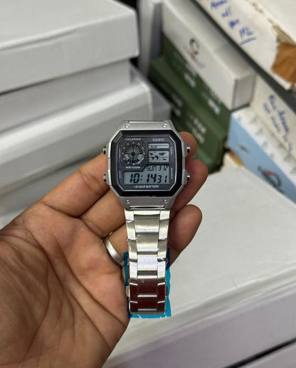 Casio vintage Digital stainless steel strap watch