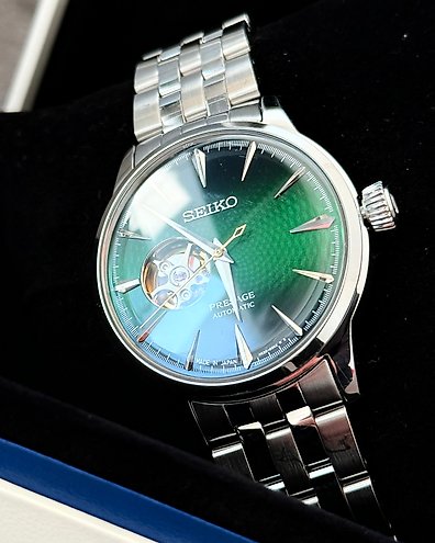 Seiko Presage Stainless steel Green Dial open heart watch