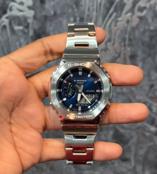 G SHOCK 2100 D SILVER BLUE DIAL WATCH