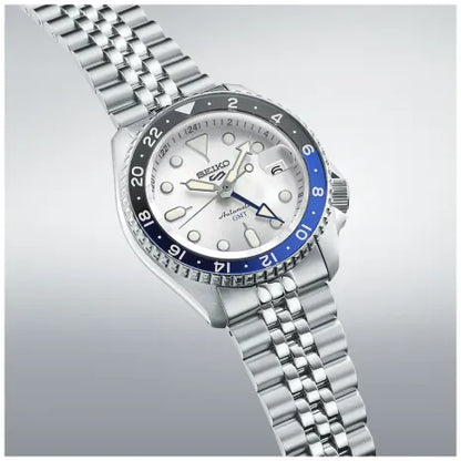 (Copy) Sko 5 GMT stainless steel white Dial black Bezel  watch