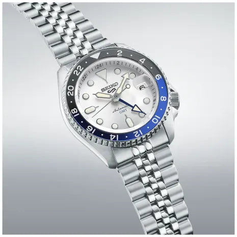 (Copy) Sko 5 GMT stainless steel white Dial black Bezel  watch