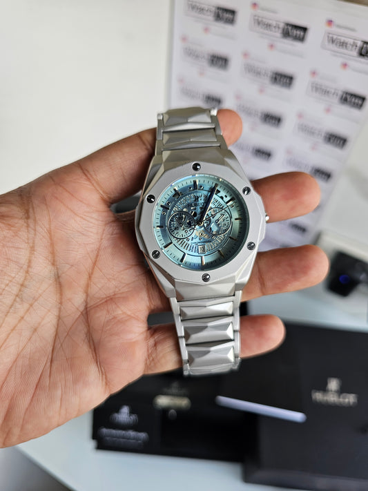 Hublot Stainless steel Diamond cut skeleton watch