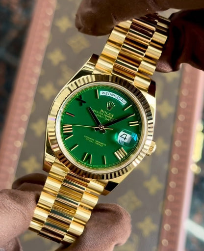 Rolex Day Date Gold With Green Dial Stainless Steel Watch