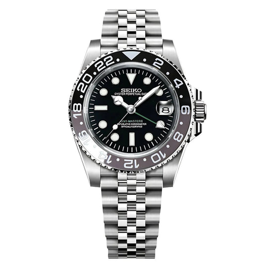 Seiko GMT master 2 stainless steel watch
