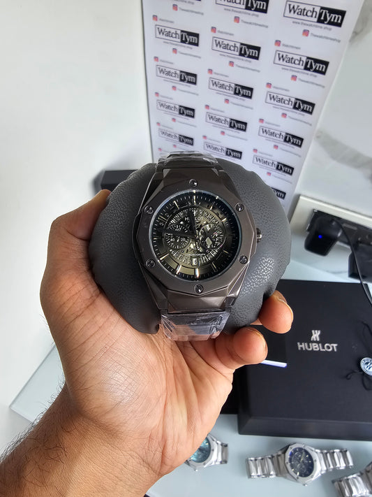 Hublot Stainless steel Diamond cut skeleton watch