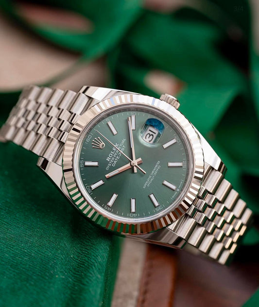 Rolex Datejust Silver Green Metal Watch