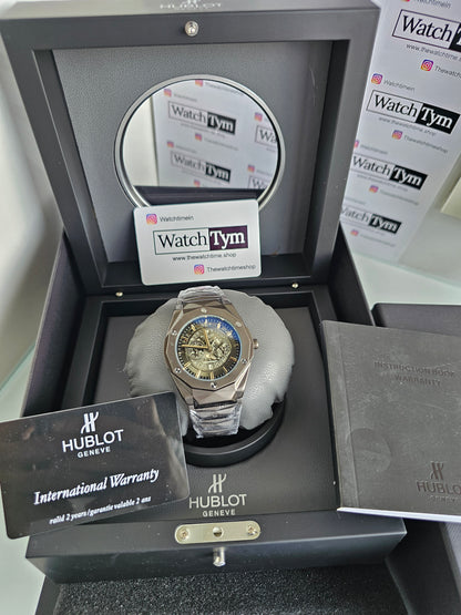 Hublot Stainless steel Diamond cut skeleton watch