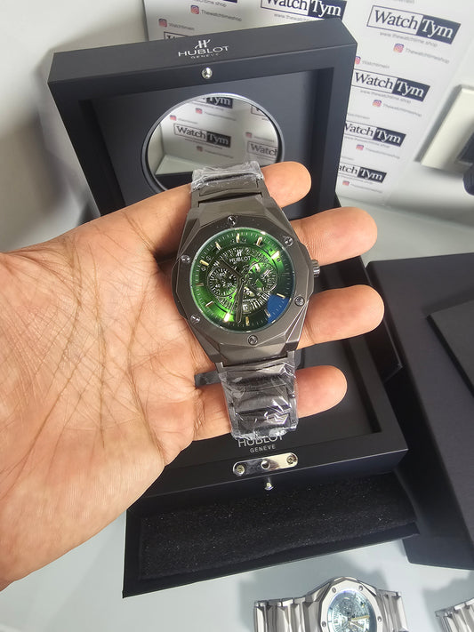 Hublot Stainless steel Diamond cut skeleton watch