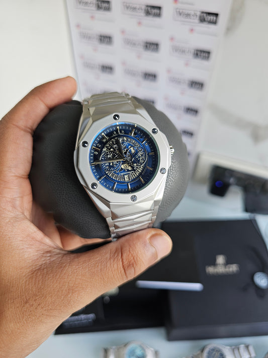 Hublot Stainless steel Diamond cut skeleton watch