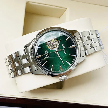 Seiko Presage Stainless steel Green Dial open heart watch