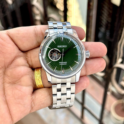 Seiko Presage Stainless steel Green Dial open heart watch