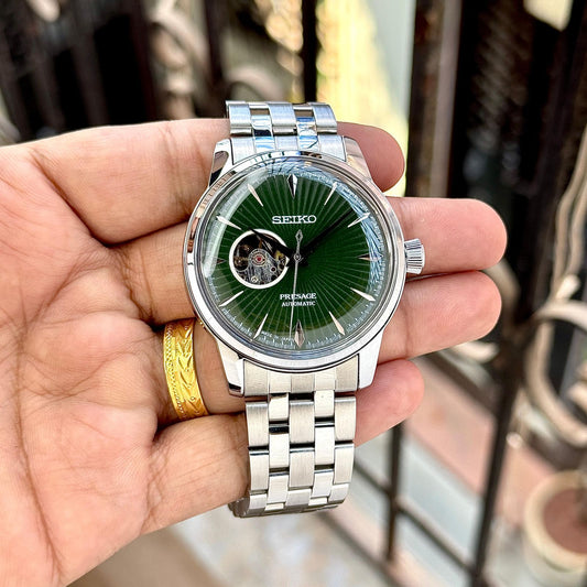 Seiko Presage Stainless steel Green Dial open heart watch