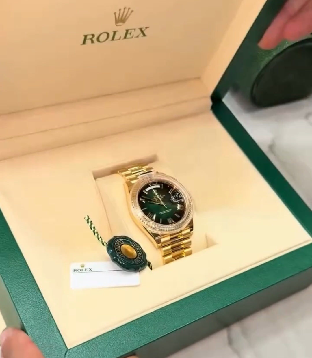 Rolex Day Date Gold With Green Dial Stainless Steel Watch