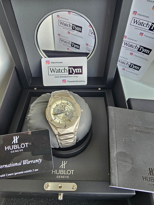 Hublot Stainless steel Diamond cut skeleton watch
