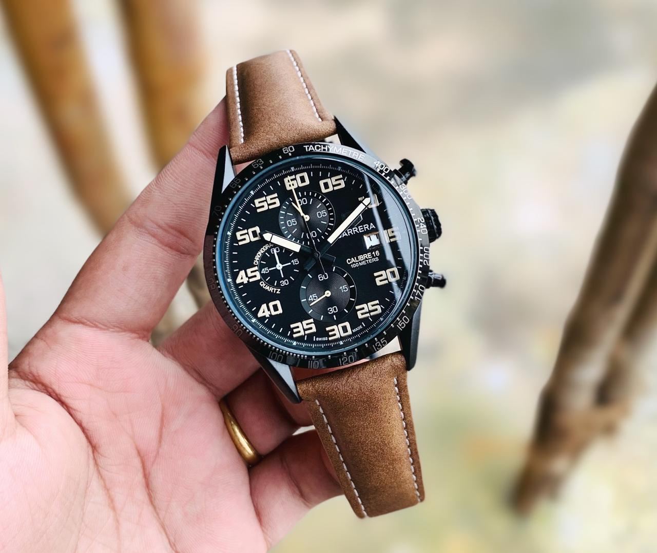 Tagheuer Grand Carrera Brown leather watch
